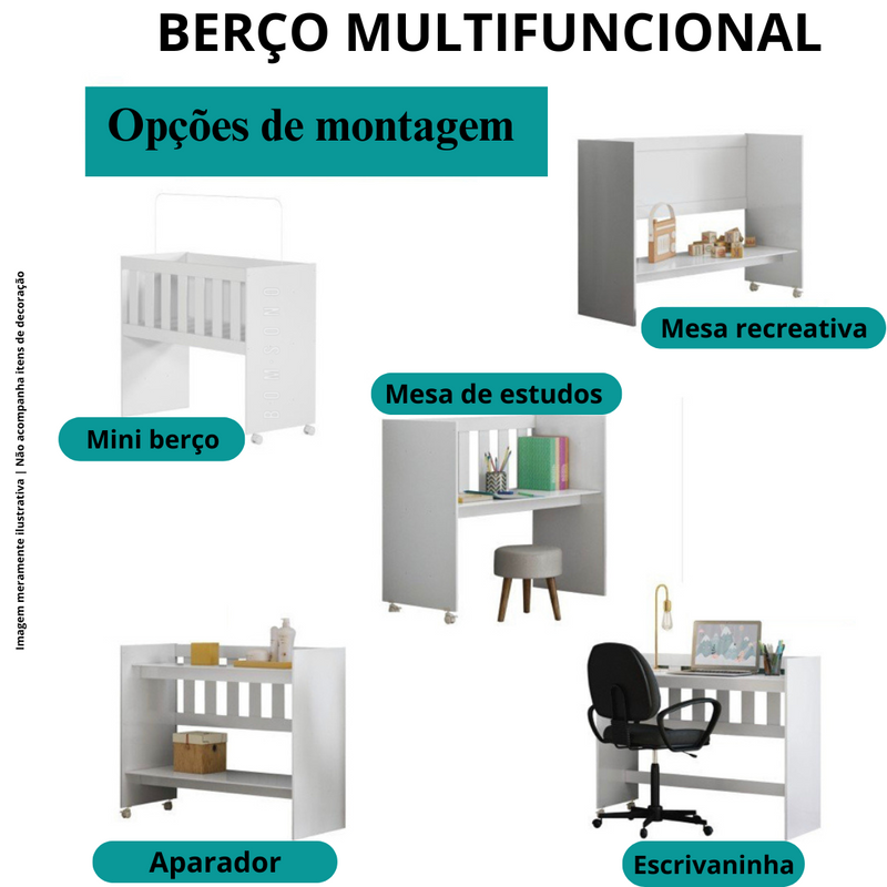 MINIBERÇO MULTIFUNCIONAL COM COLCHÃO