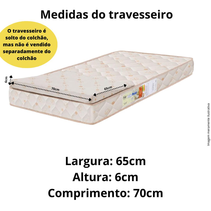 COLCHÃO DE BERÇO POLAR AMERICANO 130x70x10 - com travesseiro ergonômico e anti-refluxo