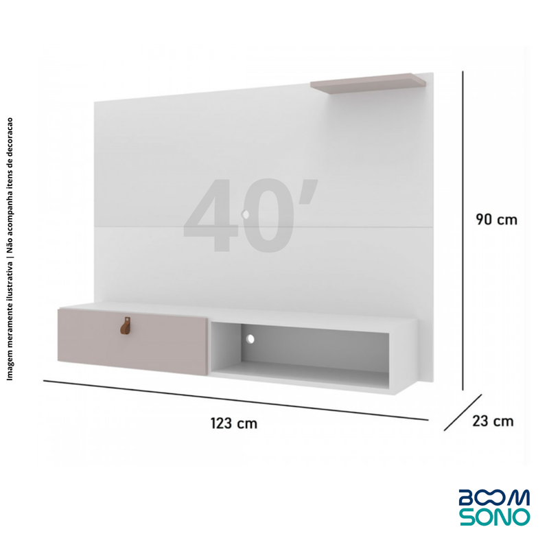 PAINEL PARA TV CALIFÓRNIA BRANCO/FUME - 1 porta 1 prateleira