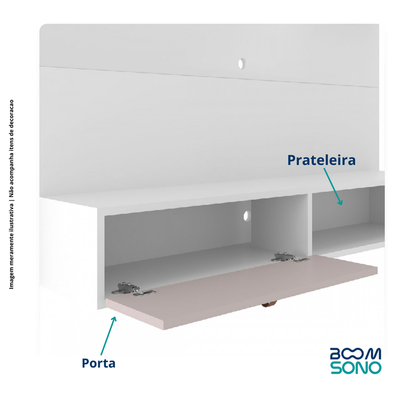 PAINEL PARA TV CALIFÓRNIA BRANCO/FUME - 1 porta 1 prateleira