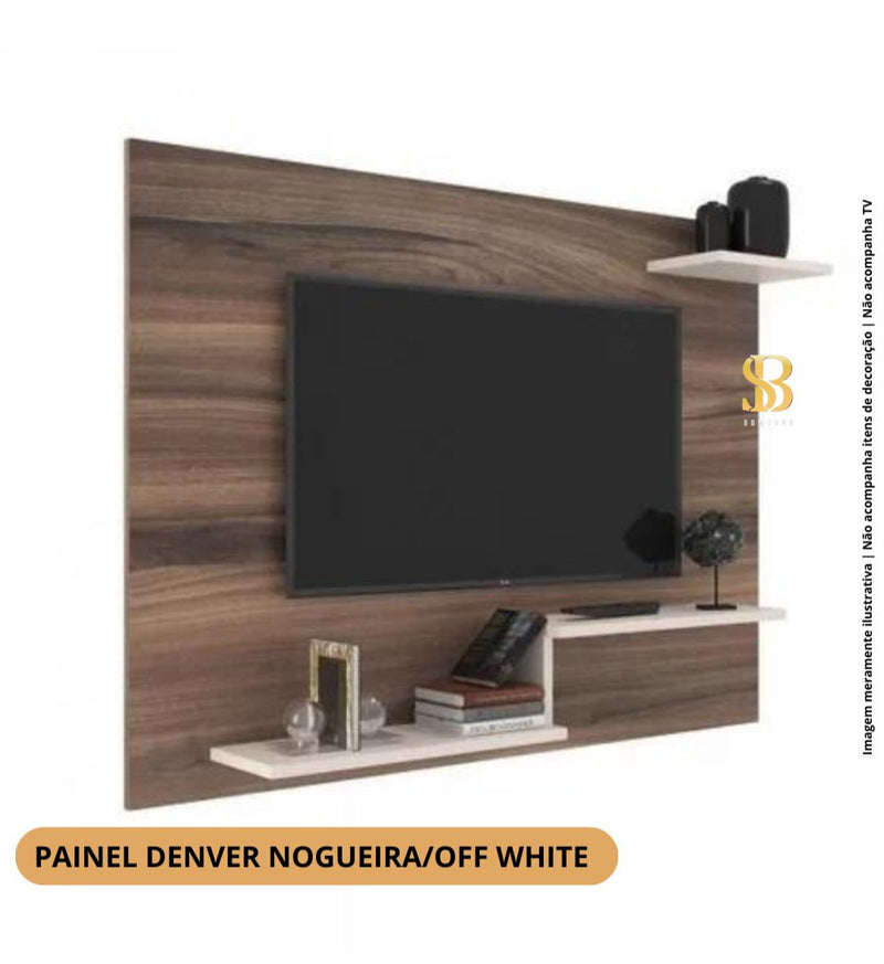 PAINEL DENVER PARA TV NOGUEIRA/OFF WHITE com prateleiras