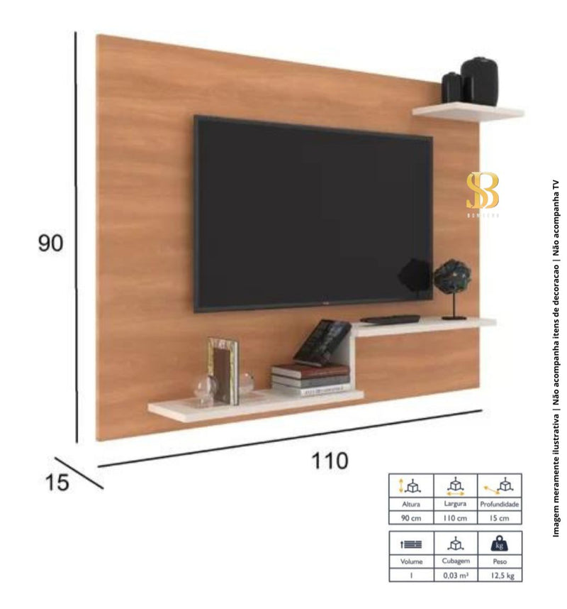 PAINEL DENVER PARA TV NOGUEIRA/OFF WHITE com prateleiras