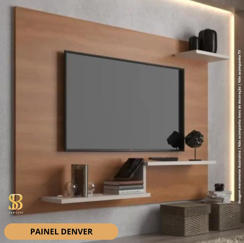 PAINEL DENVER PARA TV NOGUEIRA/OFF WHITE com prateleiras