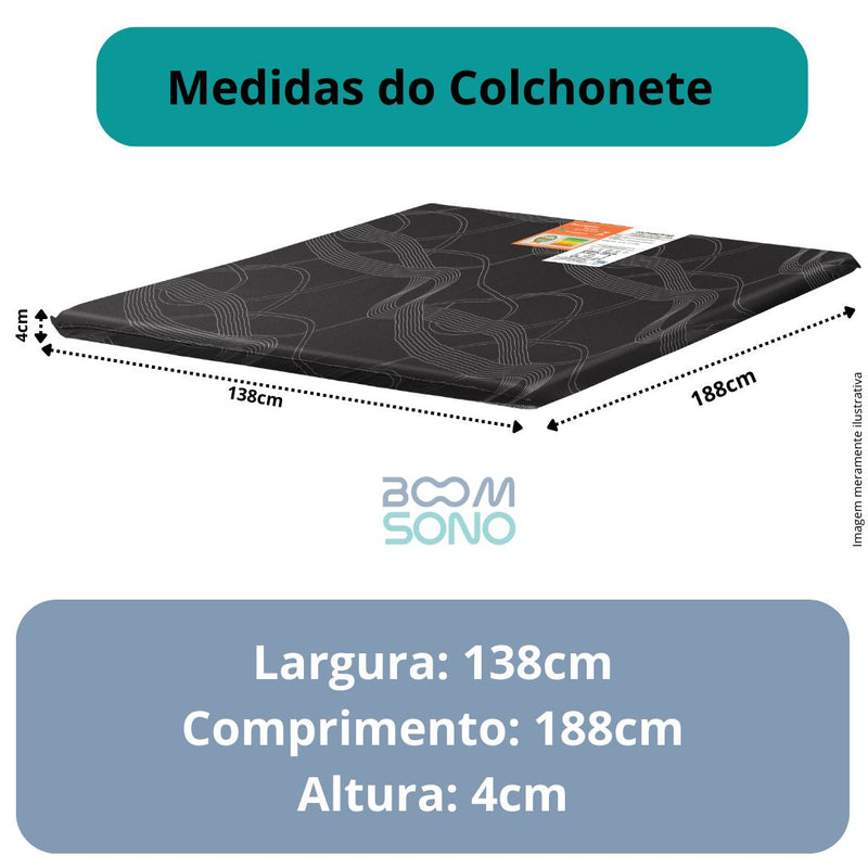 COLCHONETE CASAL ESPUMA D20 128x188 com 4cm de altura