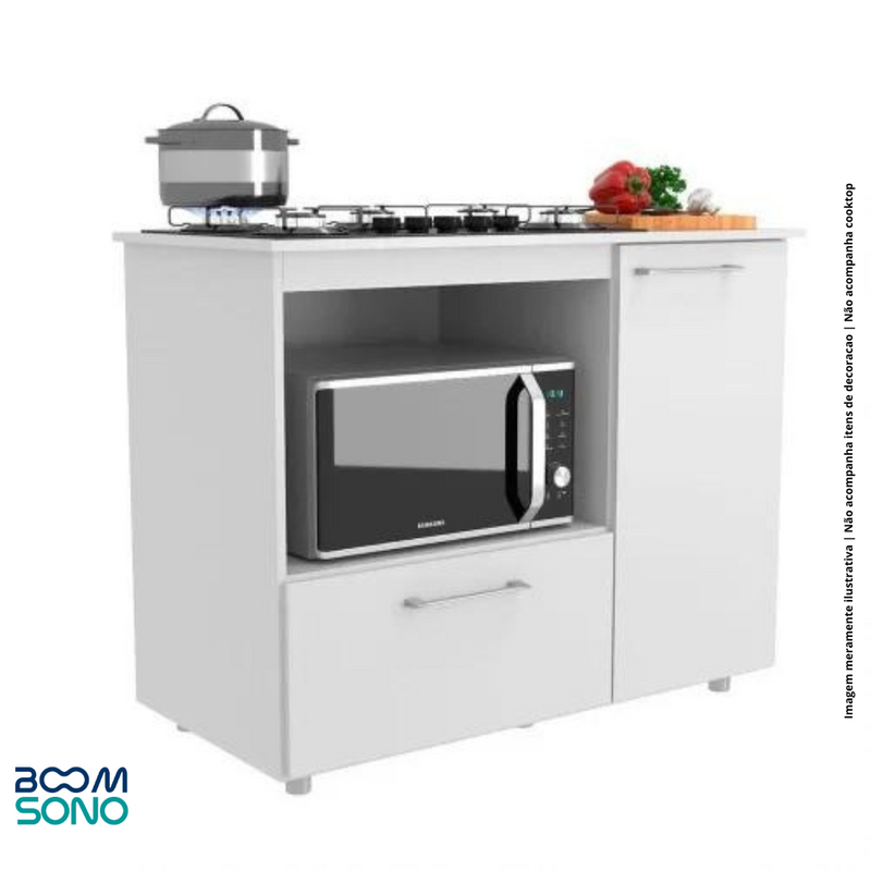 BALCÃO PARA COOKTOP BIGGER BRANCO - 1 prateleira e 2 portas