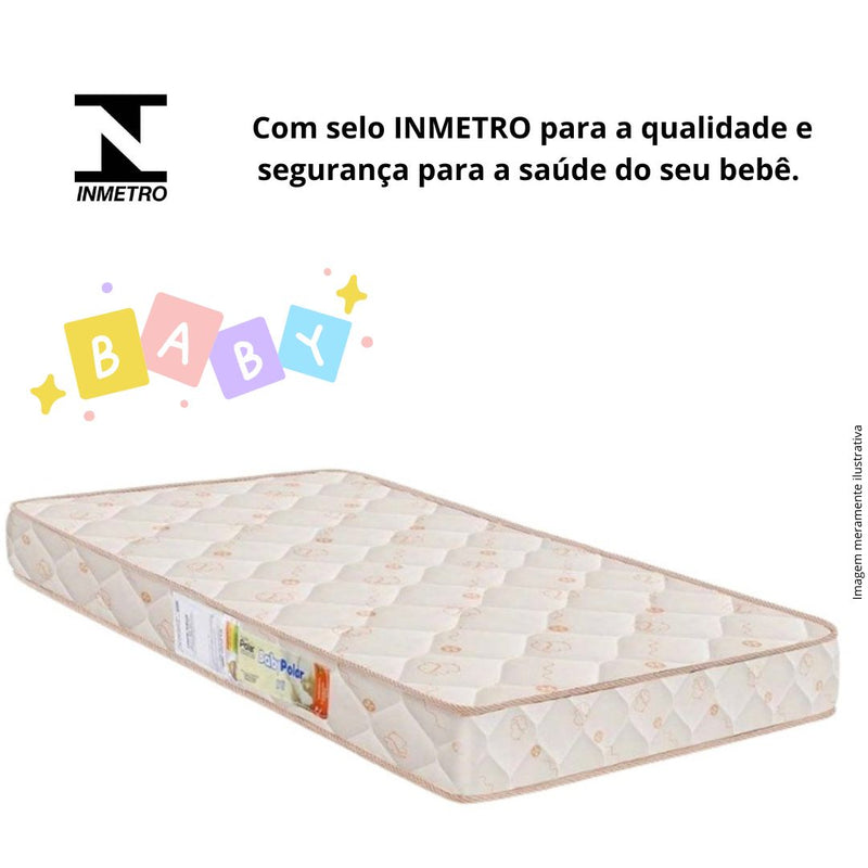 COLCHÃO DE BERÇO POLAR AMERICANO 130x70x10 - com travesseiro ergonômico e anti-refluxo